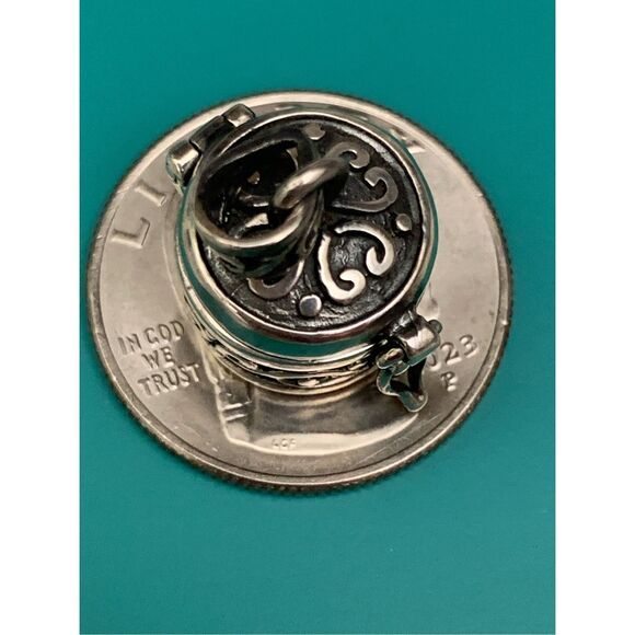 Prayer Box Round Ornate Sterling Silver Jewelry Charm #faith - Picture 6 of 6